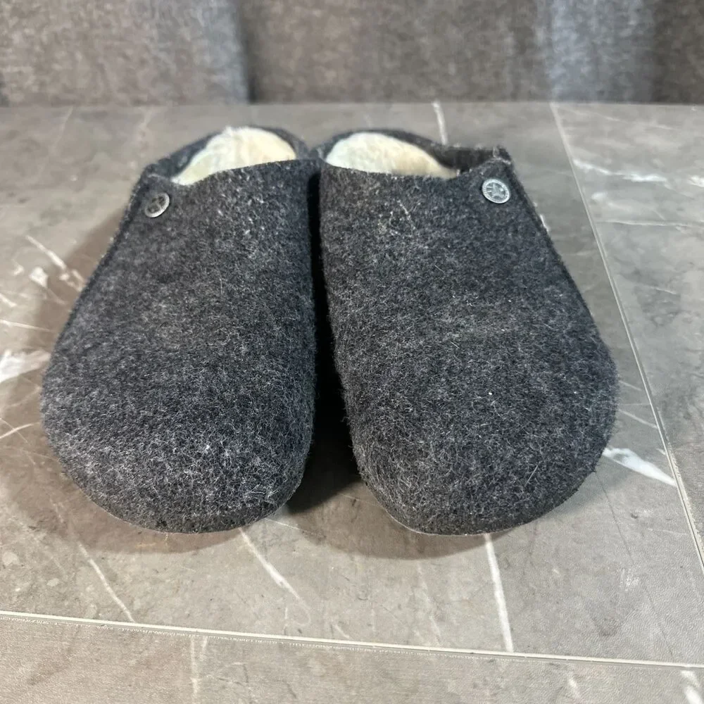 Birkenstock Zermatt Gray Shearling Wool Felt Clog Slippers Mens EU 41 US 8 R B1